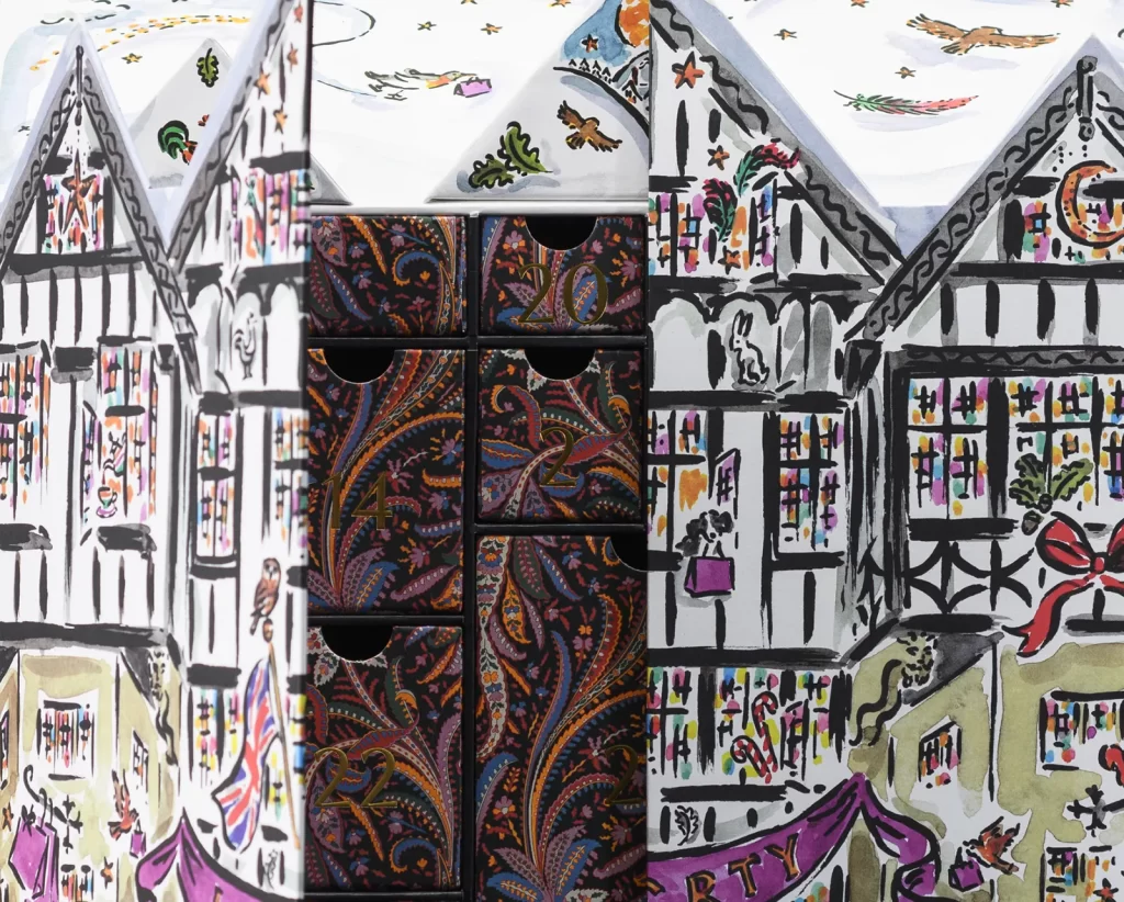 Liberty beauty advent calendar 2024 packaging with open doors
