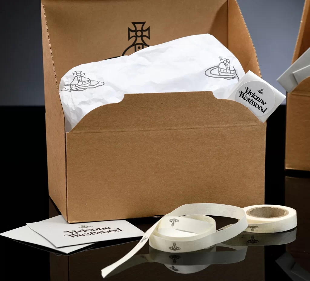 Vivienne Westwood ribbon, stickers and tissue accessories packaging