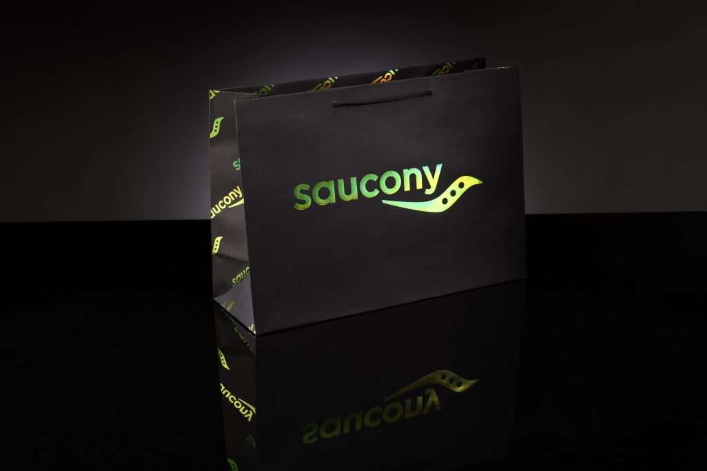 Saucony branded paper bag packaging