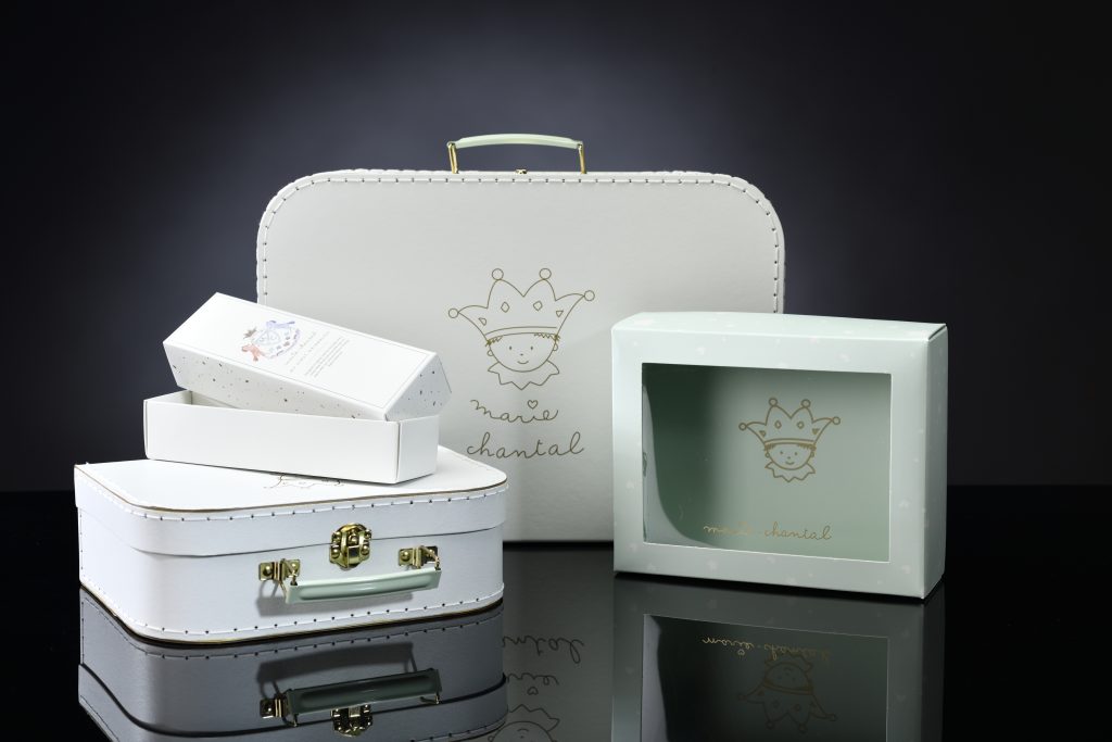 Marie Chantal My First collection luxury packaging set including box and suitcase