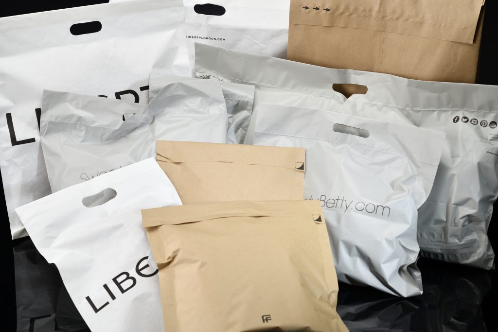 Liberty, Sweatty Betty, Farfetched ecommerce mailer bag packaging in mixed materials