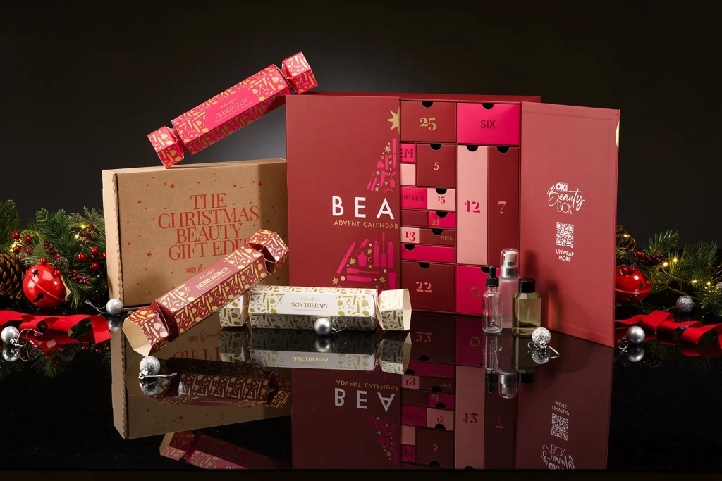 OK! Beauty Box Christmas collection 2025 with advent calendar, subscription box and beauty crackers packaging