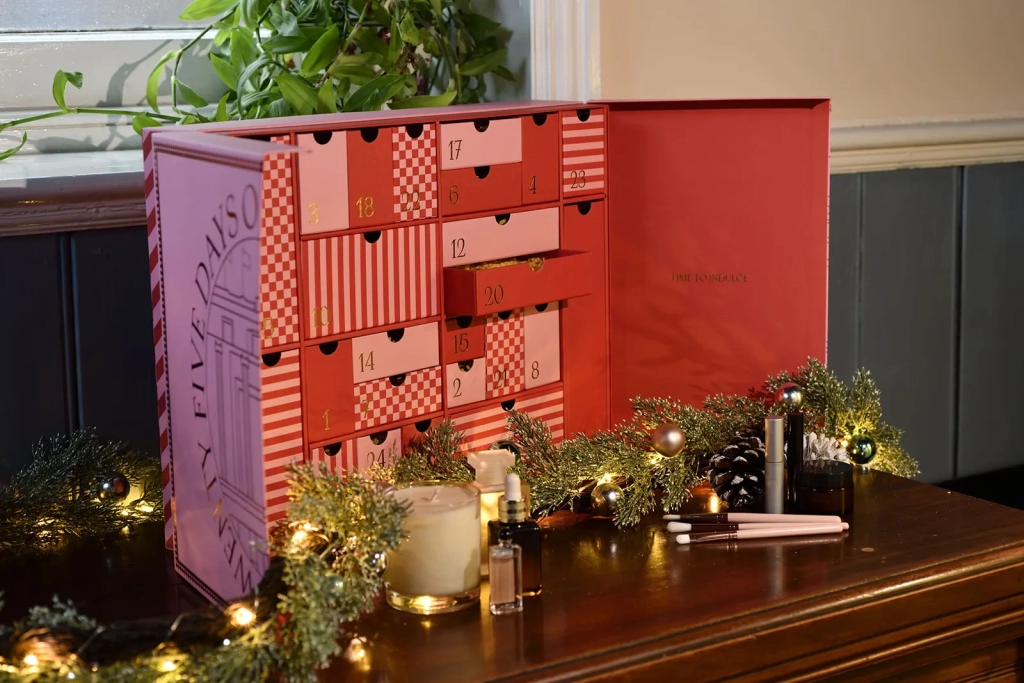 Selfridges beauty advent calendar 2022 packaging with drawers open