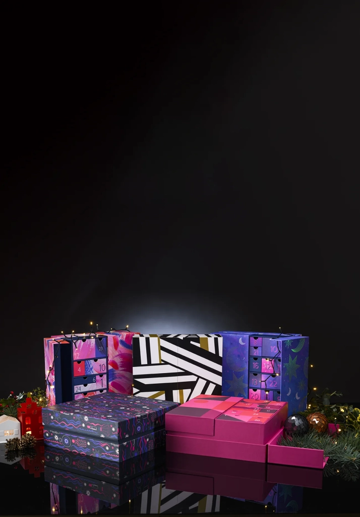 John Lewis advent calendars group shot packaging mobile